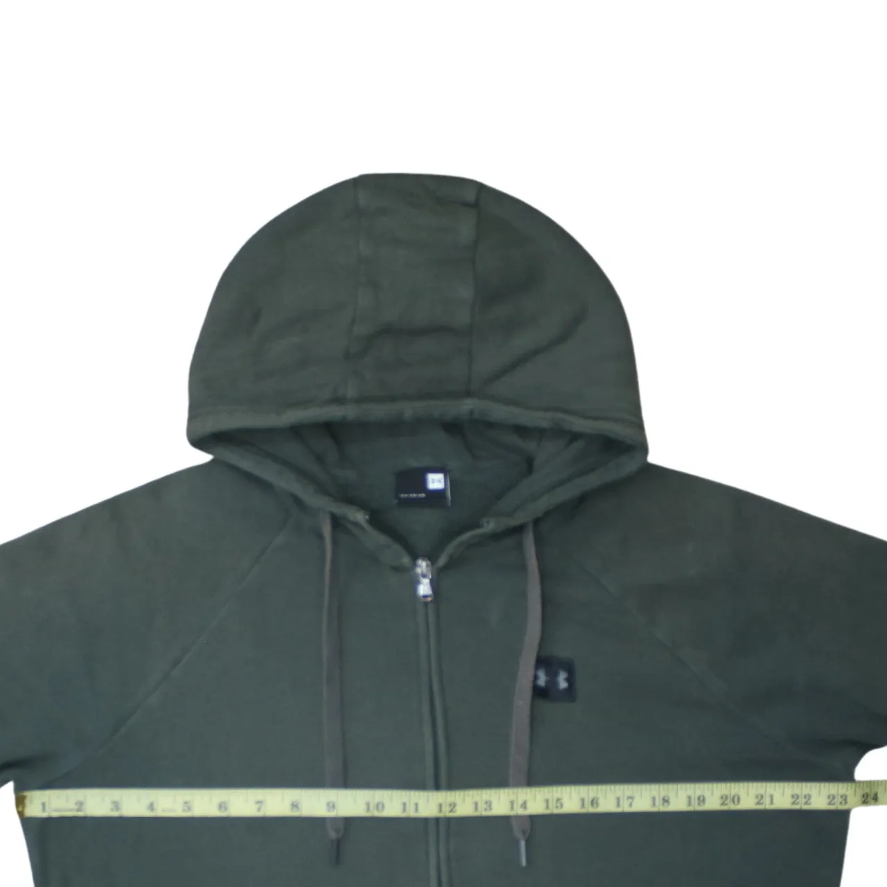 Under Armour Dark Green Full Zip Hoodie Women's Large Embroidered Chest Logo Split Pocket Sweatshirt sold by Vintage Club product image thumbnail 5