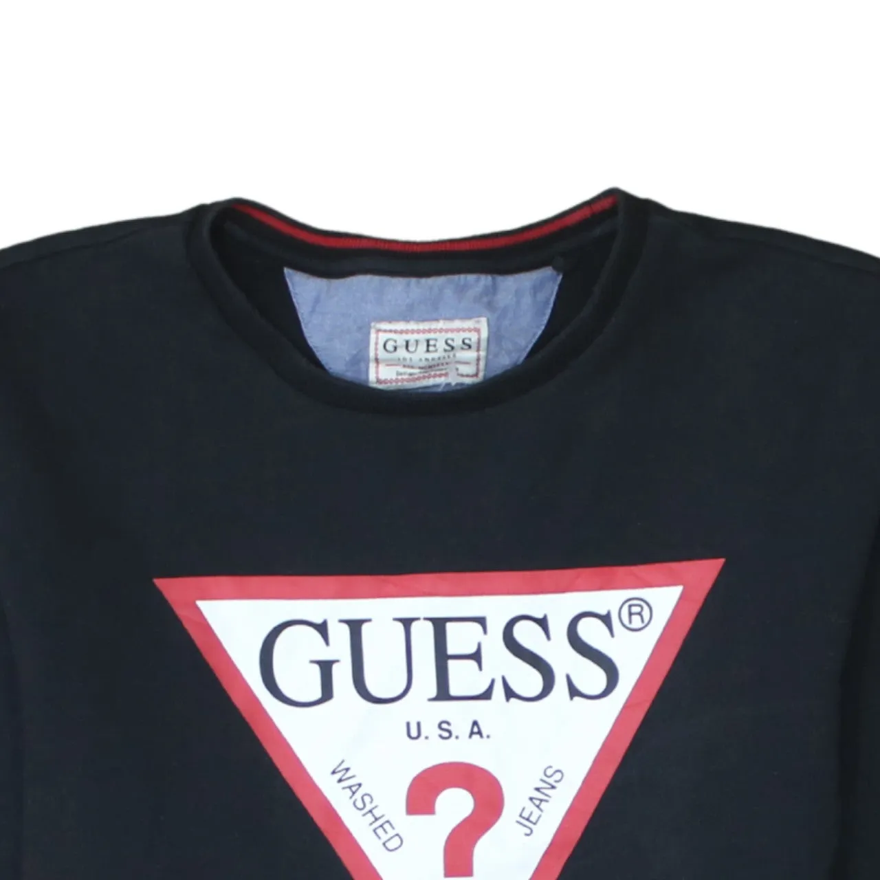 Guess Black Sweatshirt Women’s Medium Printed Triangle Logo Crewneck Pullover Top sold by Vintage Club product image thumbnail 3