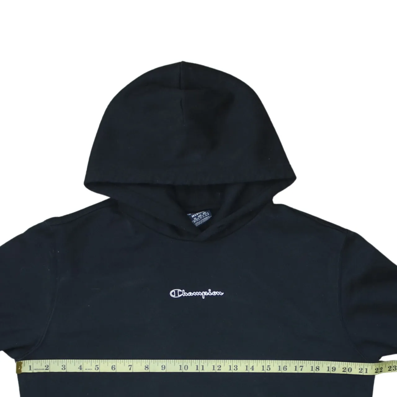 Champion 90's Drawstring Pockets Pullover Hoodie Medium Black sold by Vintage Club product image thumbnail 5