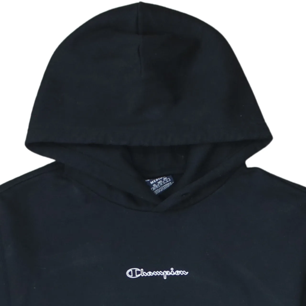 Champion 90's Drawstring Pockets Pullover Hoodie Medium Black sold by Vintage Club product image thumbnail 3