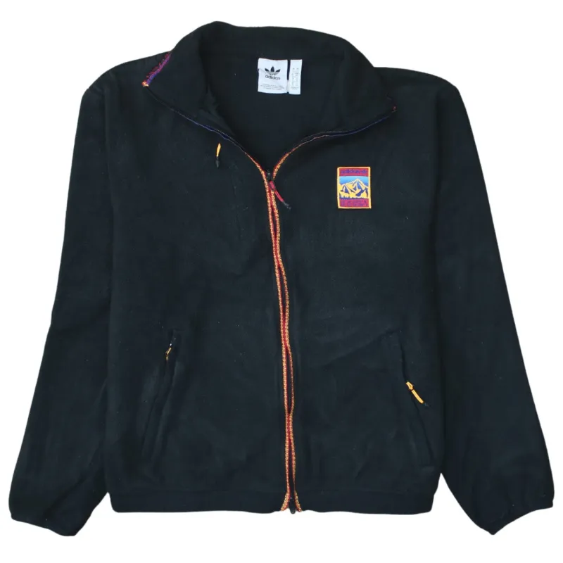 Adidas Black Fleece Jacket Men's Small Embroidered Chest Patch Zip Pockets Outdoor Top sold by Vintage Club