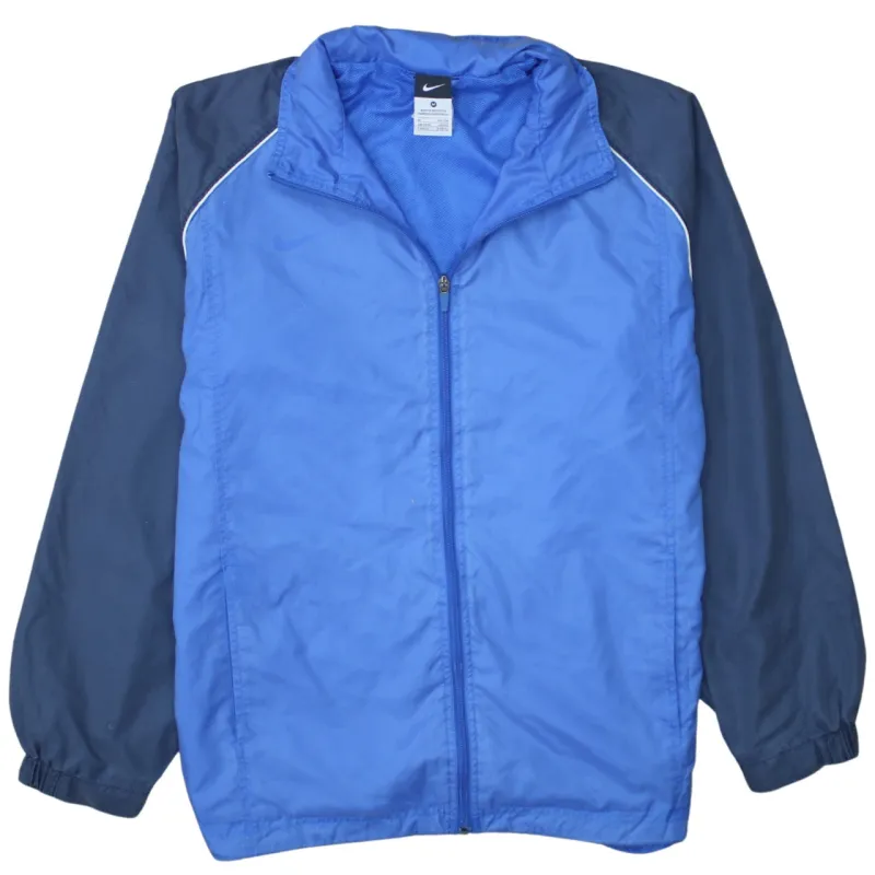 Nike Blue Windbreaker Jacket Men's Medium Zip Pockets Mesh Lining Lightweight Track Jacket made by Nike