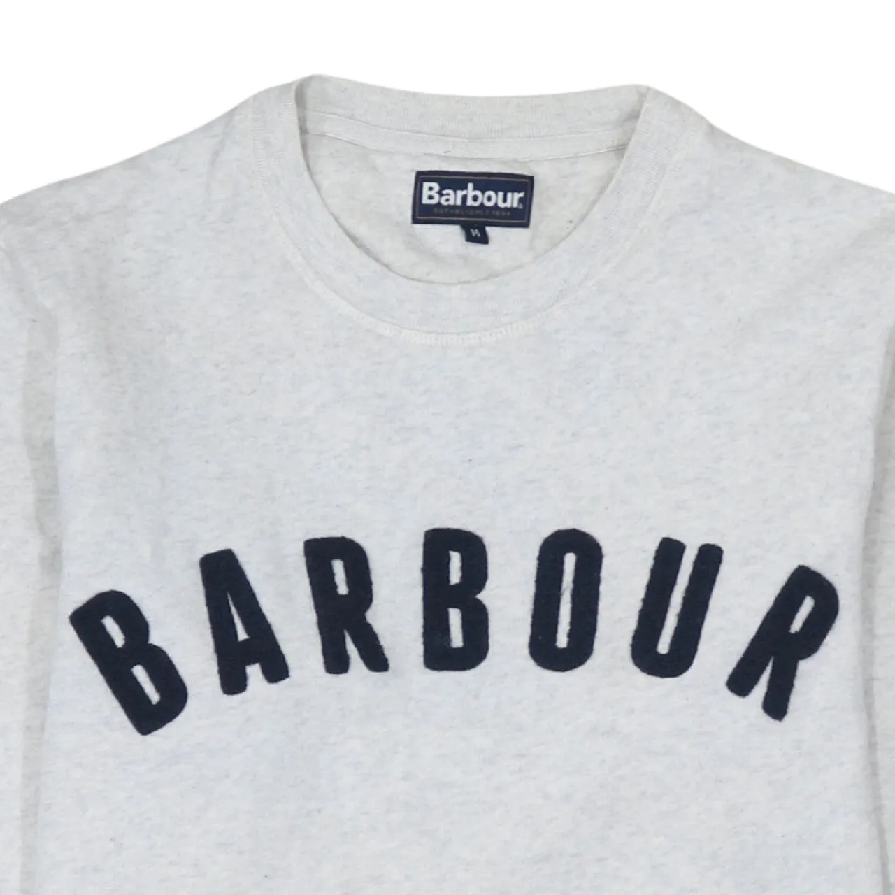 Barbour Light Grey Sweatshirt Men's Medium Embroidered Logo Crewneck Pullover Jumper Top sold by Vintage Club product image thumbnail 3