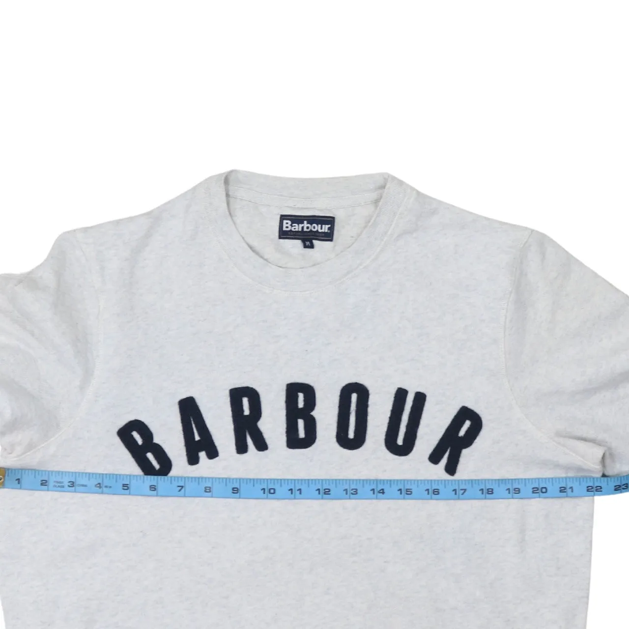 Barbour Light Grey Sweatshirt Men's Medium Embroidered Logo Crewneck Pullover Jumper Top sold by Vintage Club product image thumbnail 5