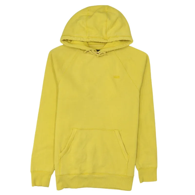 Vans Yellow Hoodie Women's Small Embroidered Chest Logo Front Pocket Pullover Sweatshirt made by Vans