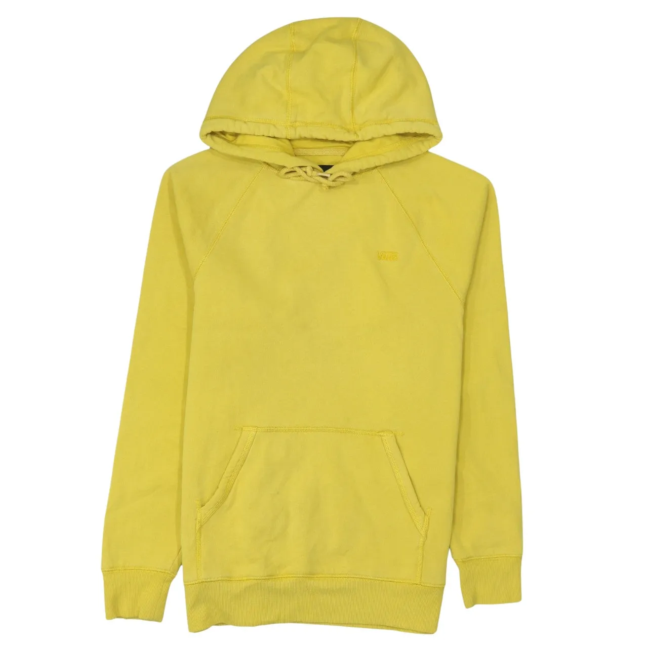 Vans Yellow Hoodie Women's Small Embroidered Chest Logo Front Pocket Pullover Sweatshirt sold by Vintage Club