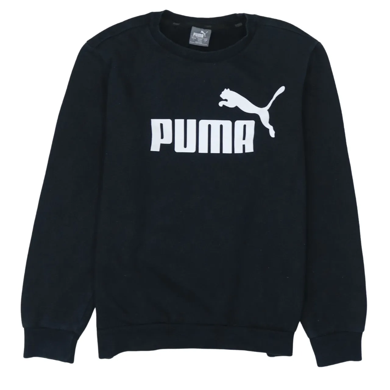 Puma Black Sweatshirt Men's Small Printed Big Logo Crewneck Pullover Fleece Top sold by Vintage Club