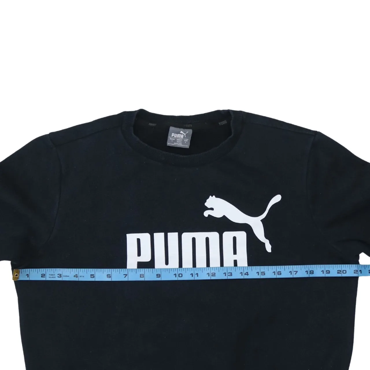 Puma Black Sweatshirt Men's Small Printed Big Logo Crewneck Pullover Fleece Top sold by Vintage Club product image thumbnail 5