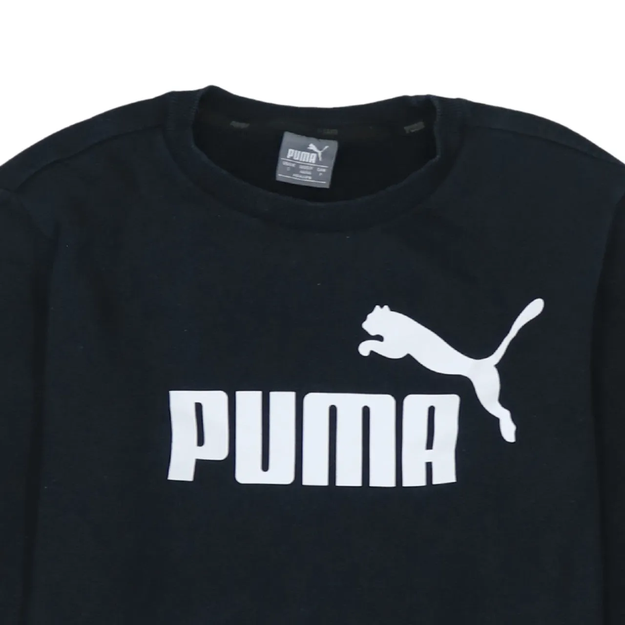 Puma Black Sweatshirt Men's Small Printed Big Logo Crewneck Pullover Fleece Top sold by Vintage Club product image thumbnail 3