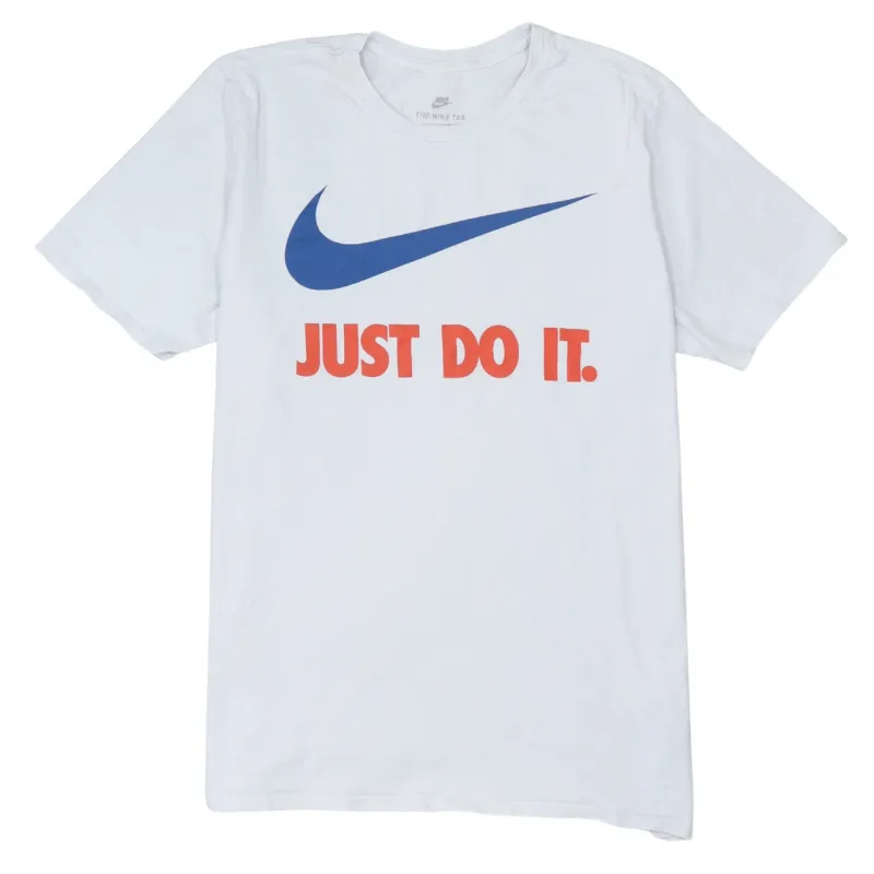 Nike White T Shirt Women’s Large Printed Just Do It Swoosh Graphic Tee Top sold by Vintage Club