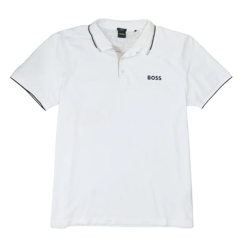 HUGO BOSS 90's Short Sleeves Quarter Button Polo Shirt XXXLarge (3XL) White sold by Vintage Club