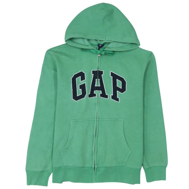 Gap Green Full Zip Hoodie Men's Medium Embroidered Logo Split Pocket Fleece Sweatshirt sold by Vintage Club