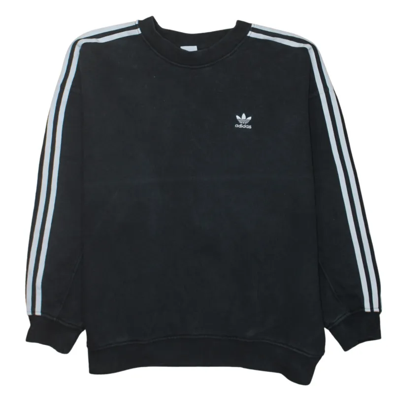 Adidas Black Sweatshirt Women’s XXXL Embroidered Trefoil Three Stripe Sleeves Pullover Top sold by Vintage Club