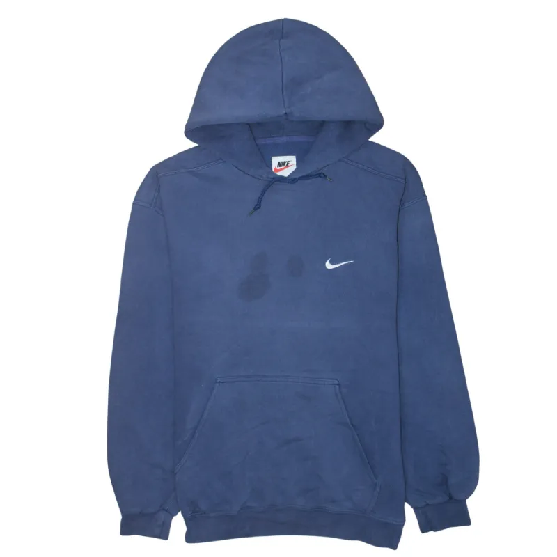 Nike Navy Blue Hoodie Men's XLarge Embroidered Swoosh Front Pocket Pullover Sweatshirt sold by Vintage Club