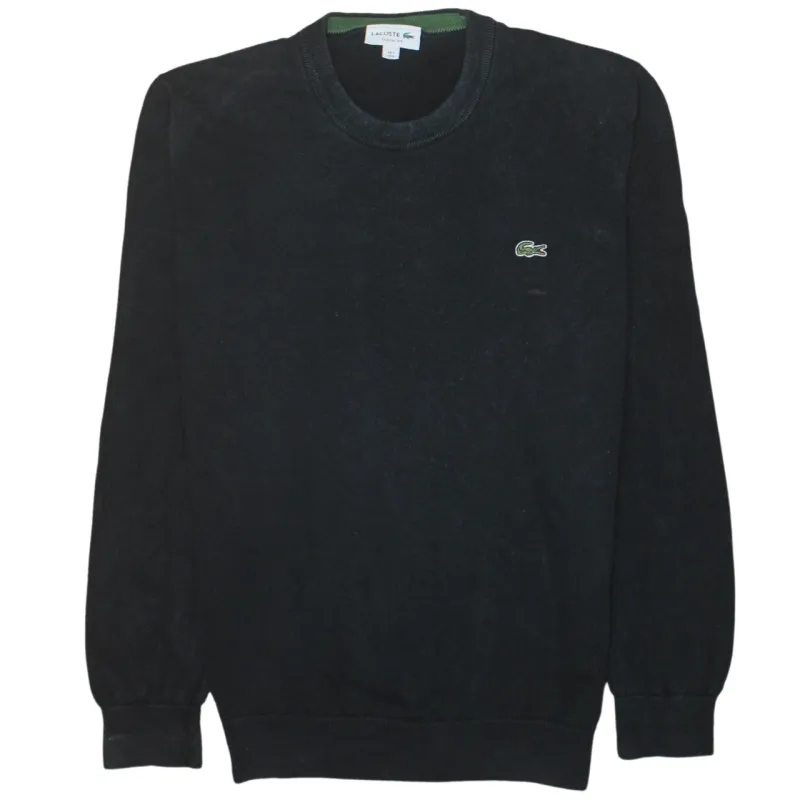 Lacoste Black Sweatshirt Men’s Large Embroidered Croc Logo Crewneck Cotton Jumper Pullover sold by Vintage Club