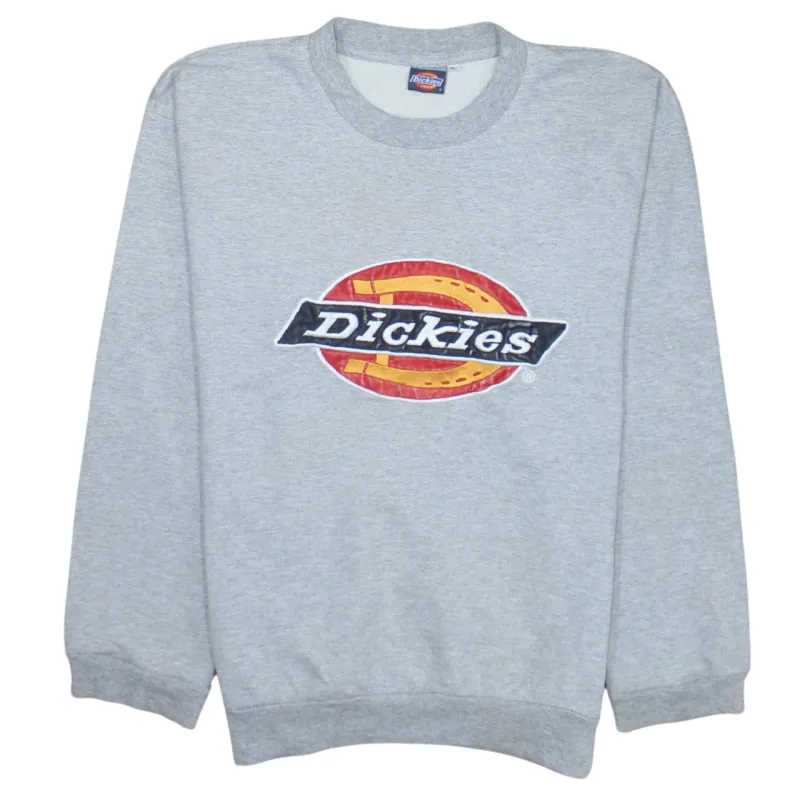 Dickies Grey Sweatshirt Men's Medium Big Logo Printed Front Crewneck Pullover Fleece Top sold by Vintage Club