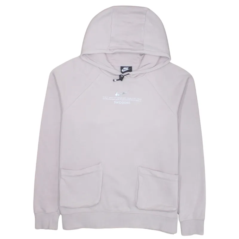 Nike Light Pink Hoodie Men's Medium Printed Swoosh Logo Front Pockets Pullover Sweatshirt sold by Vintage Club