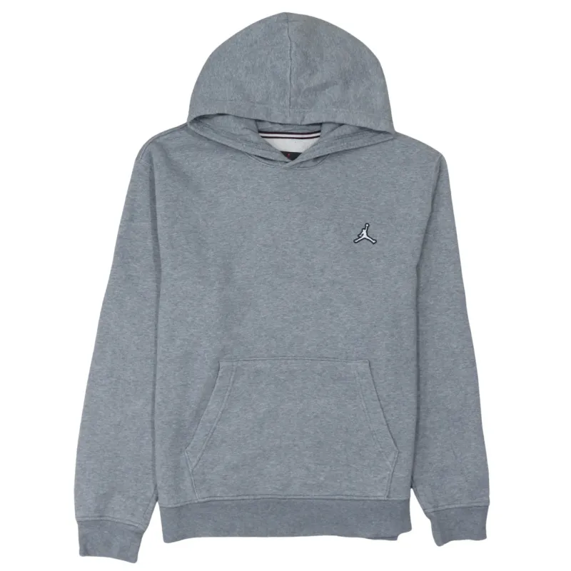 Jordan Grey Pullover Hoodie Men's Small Embroidered Jumpman Logo Front Pouch Fleece Sweatshirt sold by Vintage Club