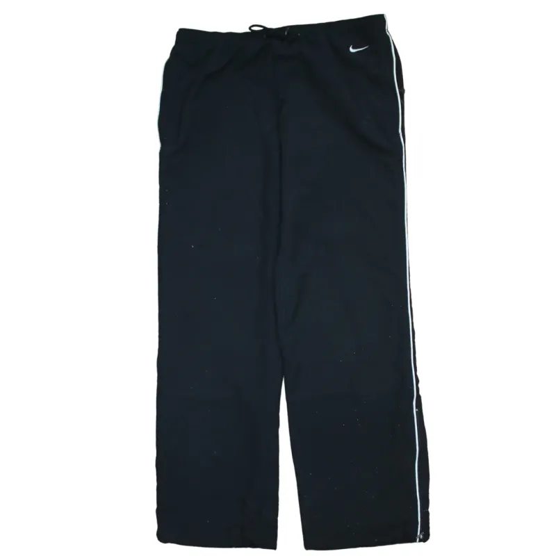 Nike Black Track Pants Men’s Medium Embroidered Swoosh Side Stripe Elastic Waist Trousers sold by Vintage Club