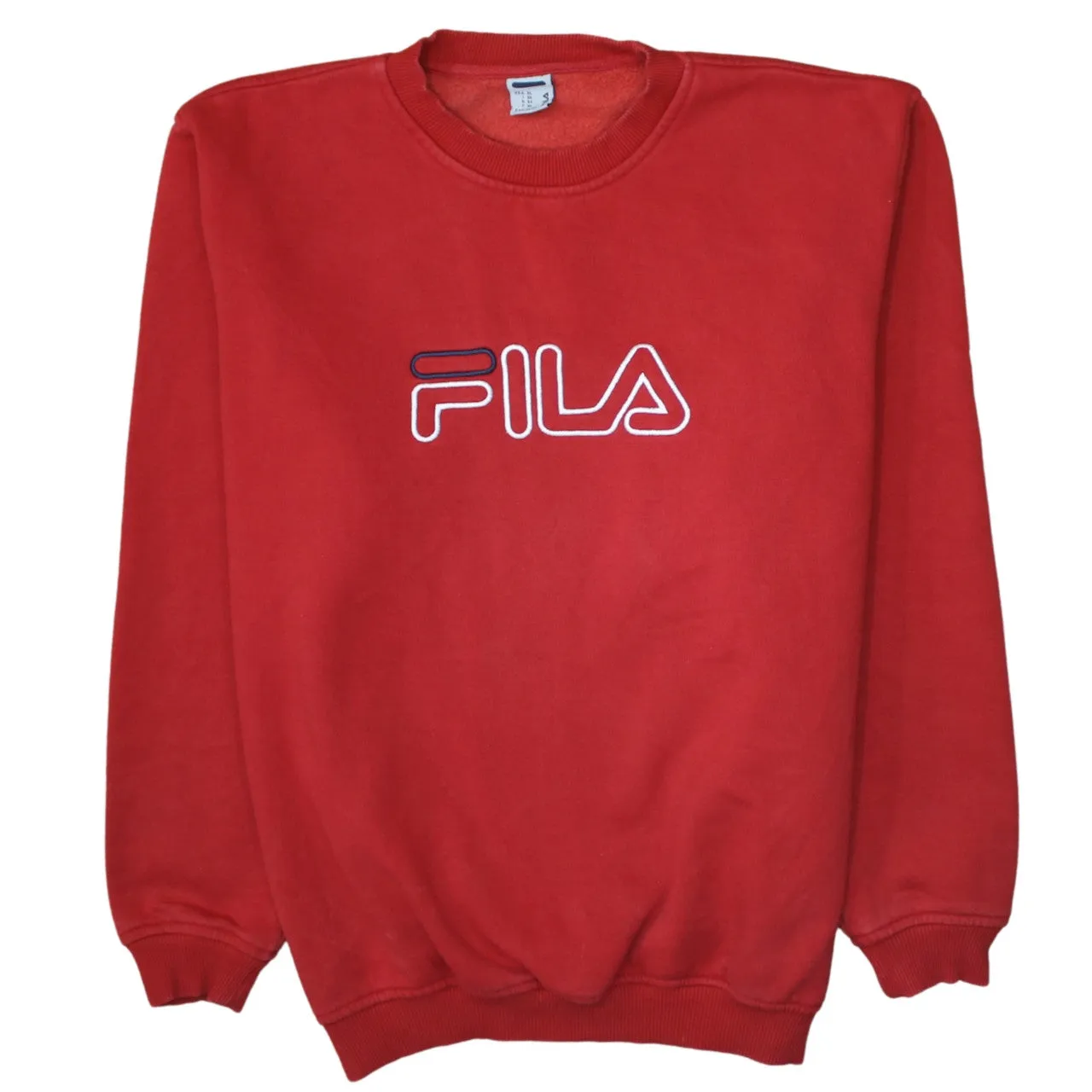 Fila Burgundy Red Sweatshirt Women’s XLarge Embroidered Logo Crewneck Pullover Fleece Top sold by Vintage Club