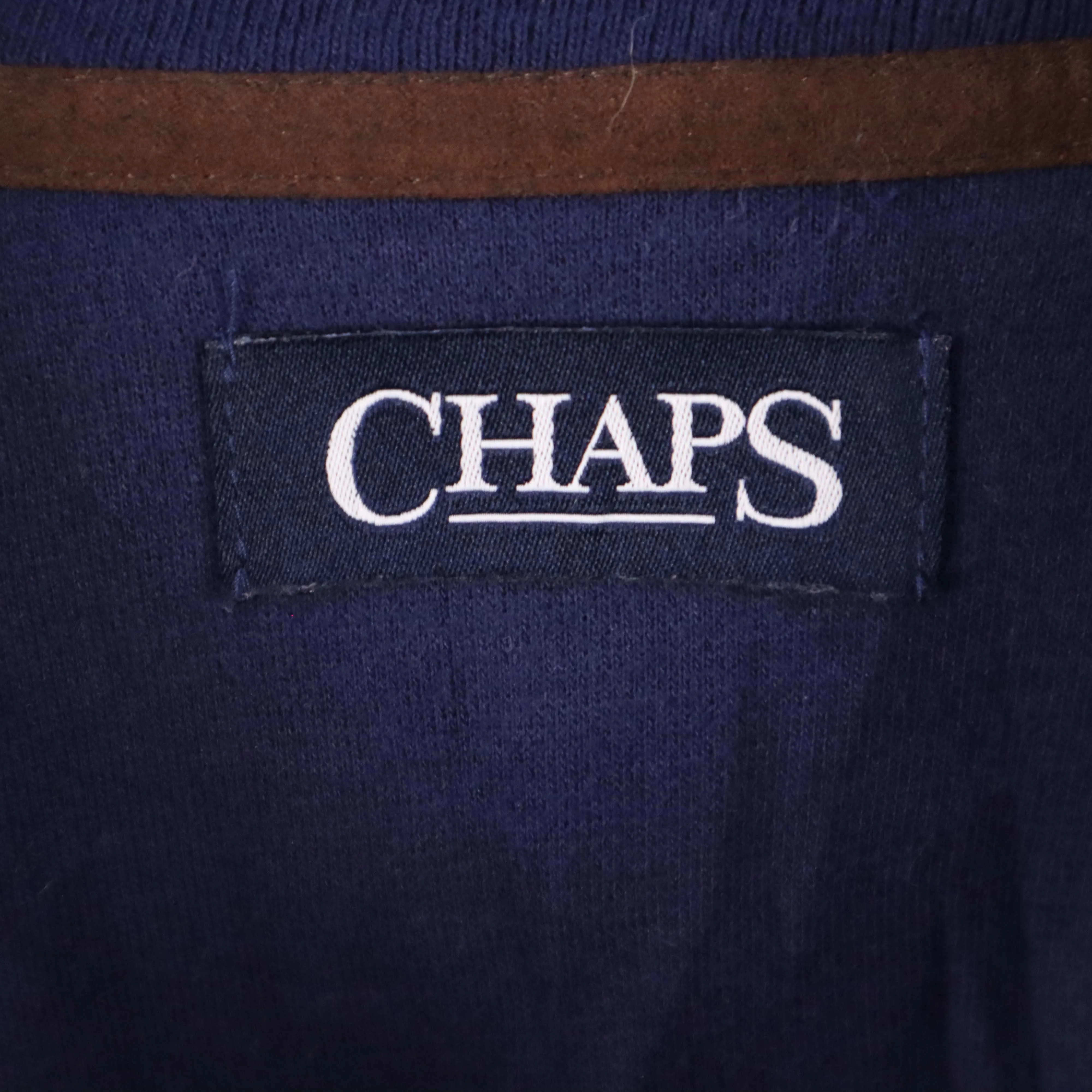 Chaps 90's Vintage Navy Blue Men's 2XL Quarter Zip Long Sleeve Jumper sold by Vintage Club product image thumbnail 4