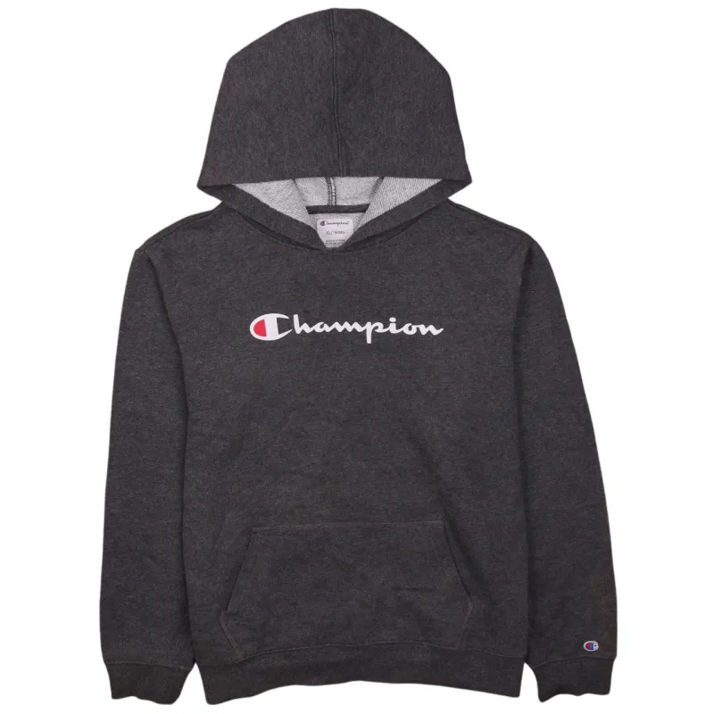 Champion 90's Vintage Grey X-Large Spellout Cotton Hoodie Pullover Retro sold by Vintage Club