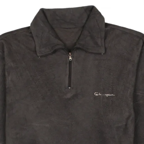 Champion Dark Grey Fleece Jumper Men’s Large Quarter Zip Printed Logo Pullover Top sold by Vintage Club product image thumbnail 3