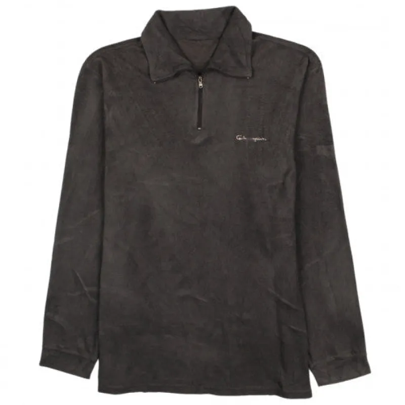 Champion Dark Grey Fleece Jumper Men’s Large Quarter Zip Printed Logo Pullover Top made by Champion