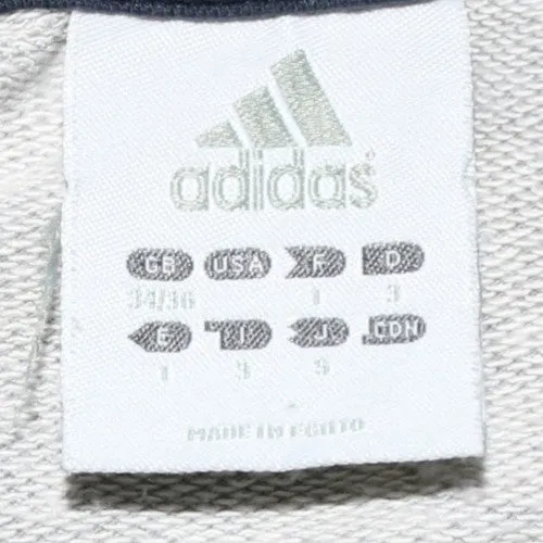 Adidas Grey Navy Hoodie Women's Large Printed Logo Raglan Sleeves Pullover Sweatshirt sold by Vintage Club product image thumbnail 4