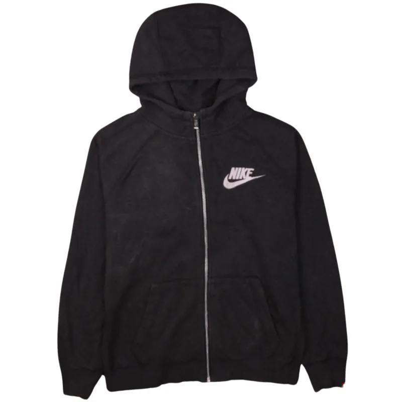 Vintage 90s Nike Women's XL Grey Swoosh Full Zip Hoodie Retro Style made by Nike