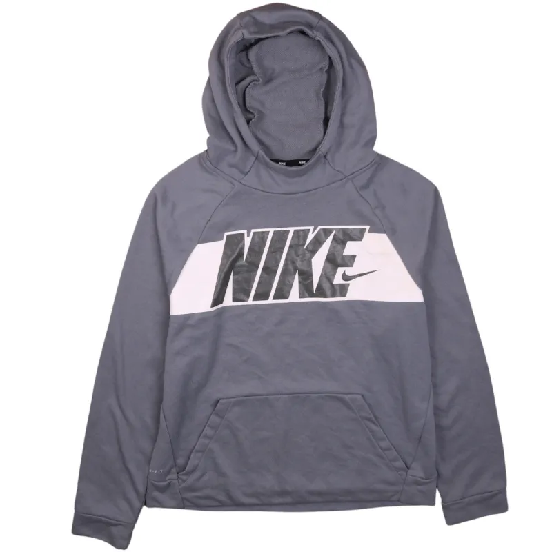 Nike Women's XL Vintage Grey Swoosh Spellout Hoodie 90s Retro Style made by Nike