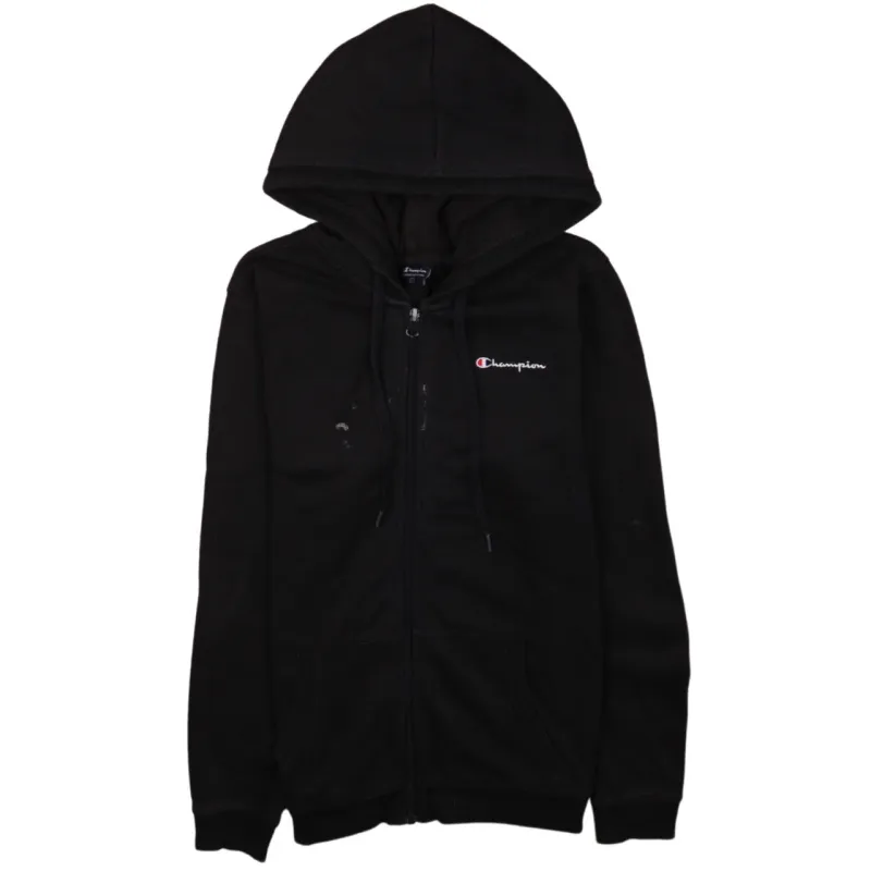 Vintage 90s Champion Women's Large Black Full Zip Hoodie w/ Pockets made by Champion