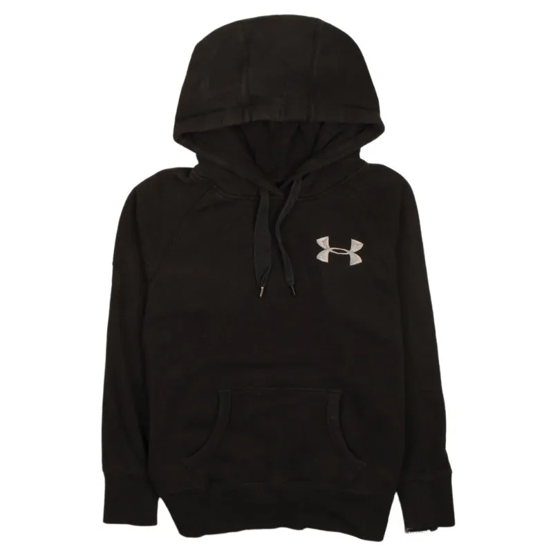 Under Armour 90s Vintage Black Hoodie XSmall w/ Drawstring Pockets made by Under Armour