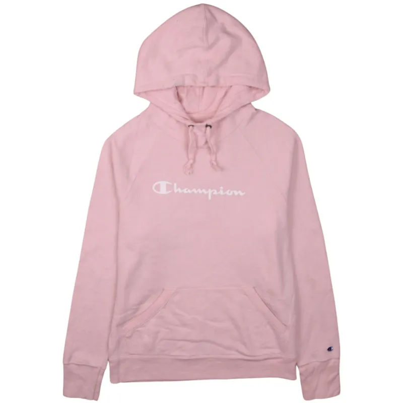 Champion 90's Pink Spellout Pullover Hoodie Men's Small Vintage Style made by Champion