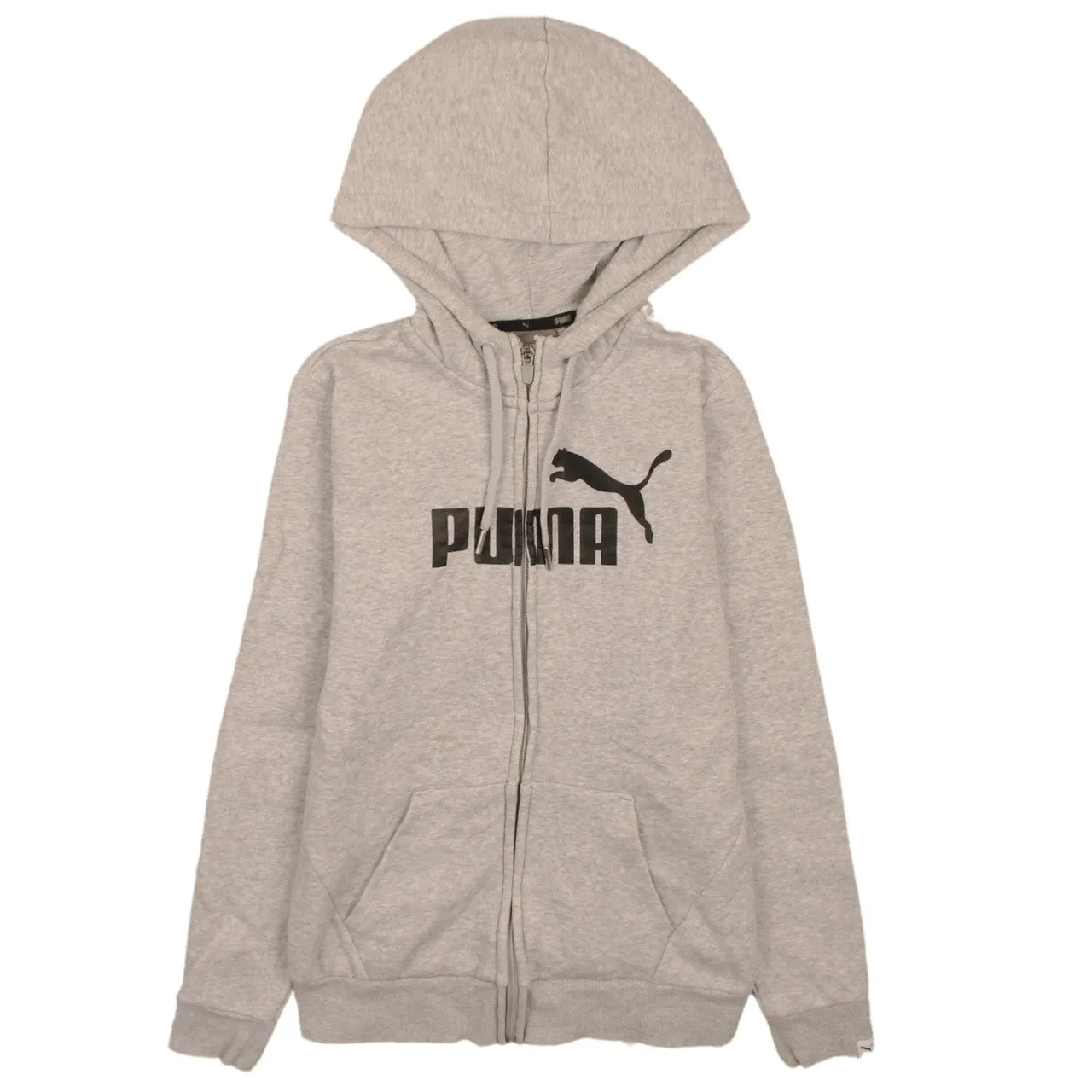 Puma 90s Women's XSmall Grey Spellout Hoodie Full Zip Sweatshirt sold by Vintage Club