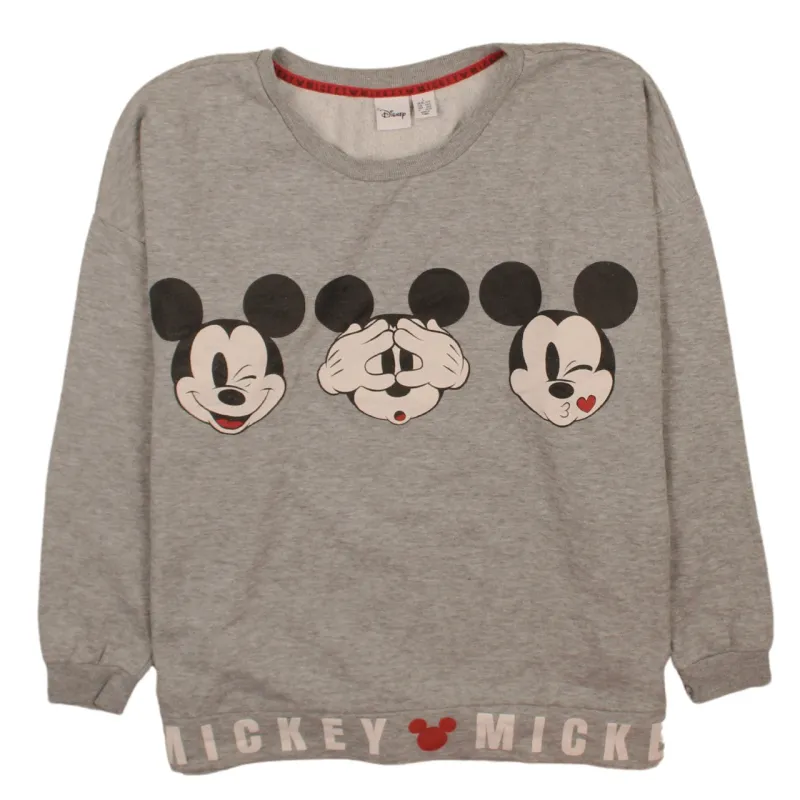 Disney Grey Sweatshirt Women's Large Mickey Mouse Printed Graphic Crewneck Pullover Top sold by Vintage Club