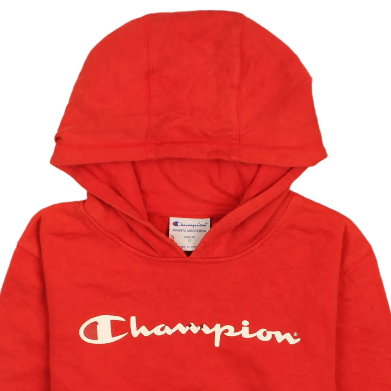 Champion 90's Red Vintage Spellout Pullover Hoodie Women's Large sold by Vintage Club product image thumbnail 3