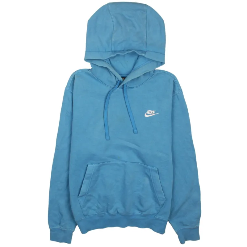 Vintage 90s Nike Blue Swoosh Hoodie Men's Small Retro Pullover Sweatshirt made by Nike