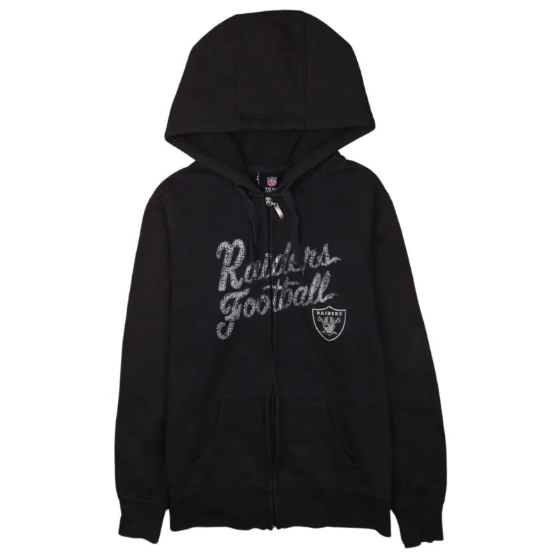 Vintage 1990s NFL Raiders Full Zip Black Hoodie Unisex Medium Size sold by Vintage Club