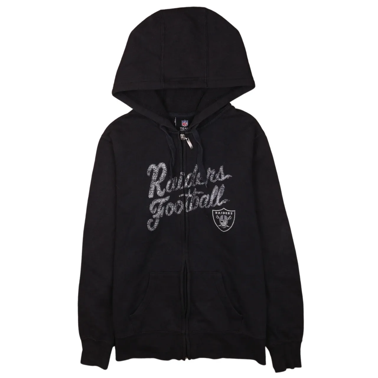 Vintage 1990s NFL Raiders Full Zip Black Hoodie Unisex Medium Size sold by Vintage Club