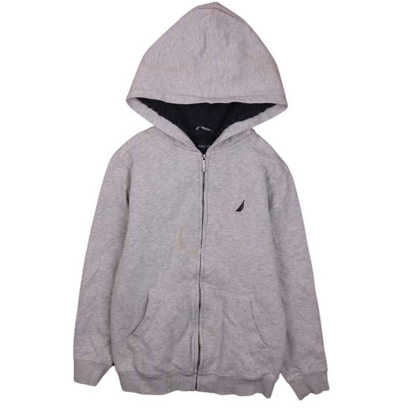 Nautica Women's Large Grey Fleece Zip Hoodie, Embroidered Logo, Casual made by Nautica