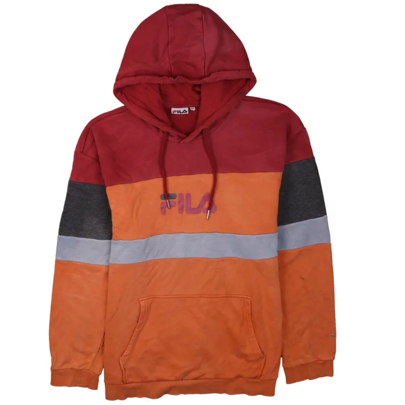 Vintage 90s Fila Men's XL Burgundy Hoodie Spellout Retro Pullover sold by Vintage Club