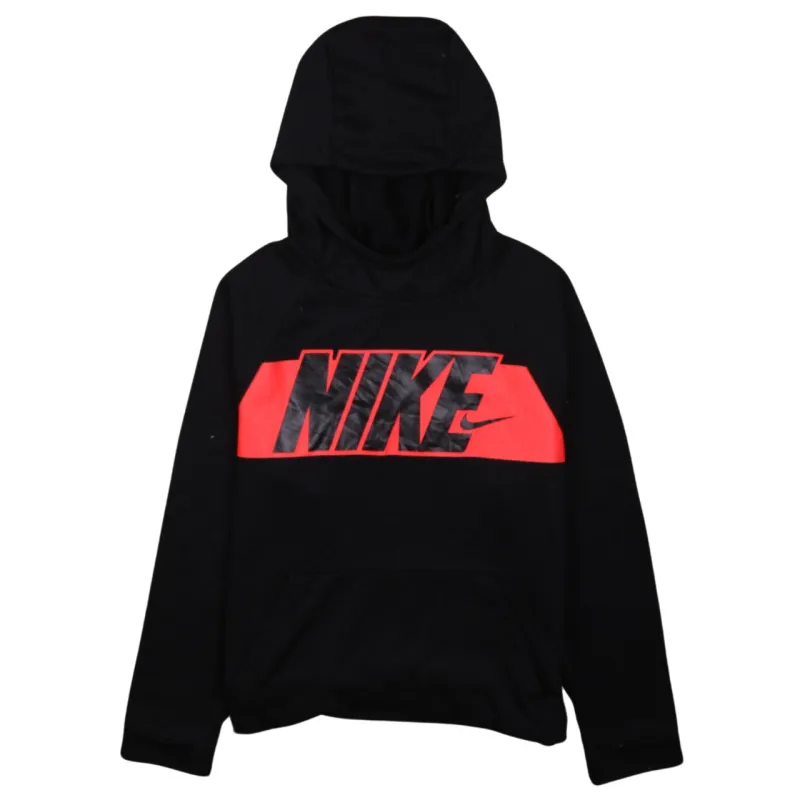 Nike Women's XL Black 90s Vintage Swoosh Spellout Hoodie Streetwear made by Nike