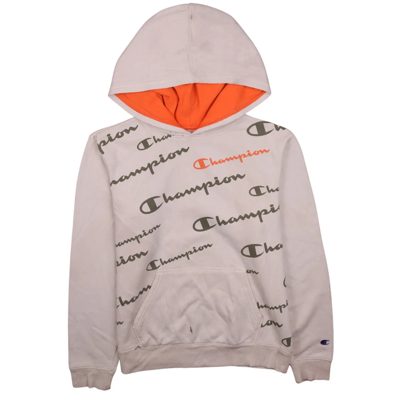 Champion Women's 90s Vintage Spellout Pullover Hoodie XL Beige Cream sold by Vintage Club