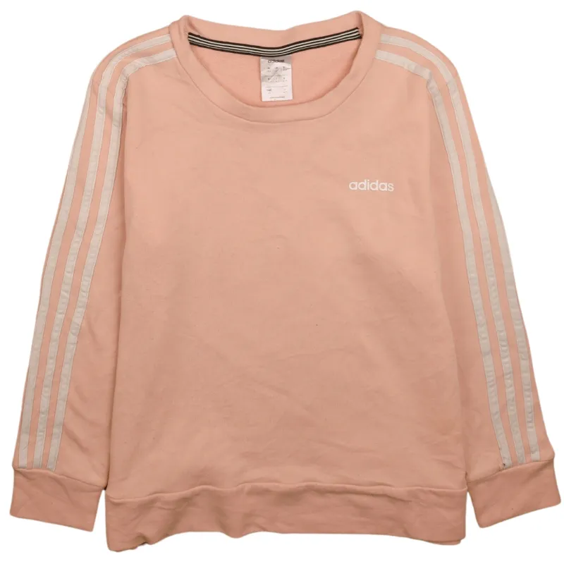 Adidas Vintage 90s Crew Neck Pink Sweatshirt Large Striped Sleeves made by Adidas