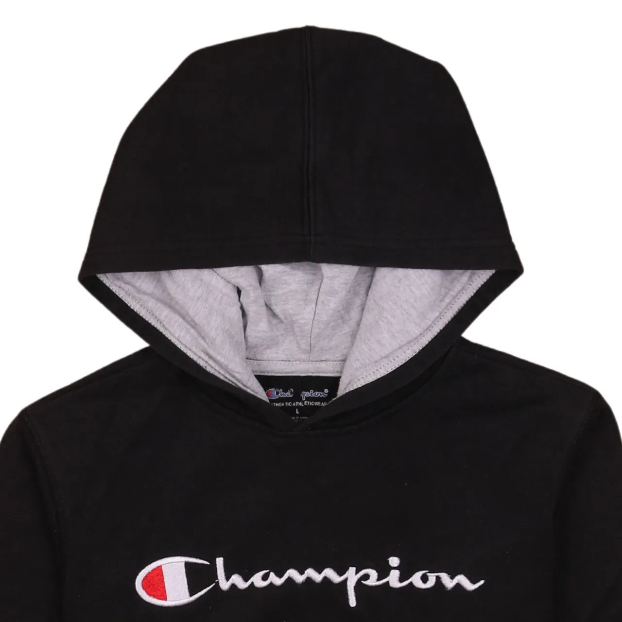 Vintage Champion Women's Large 90's Black Spellout Hoodie Pullover sold by Vintage Club product image thumbnail 3