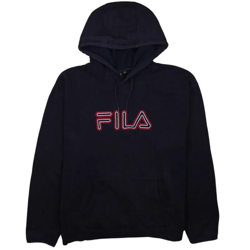 Vintage Fila 90's XXL Women's Navy Blue Spellout Hoodie Pullover made by Fila