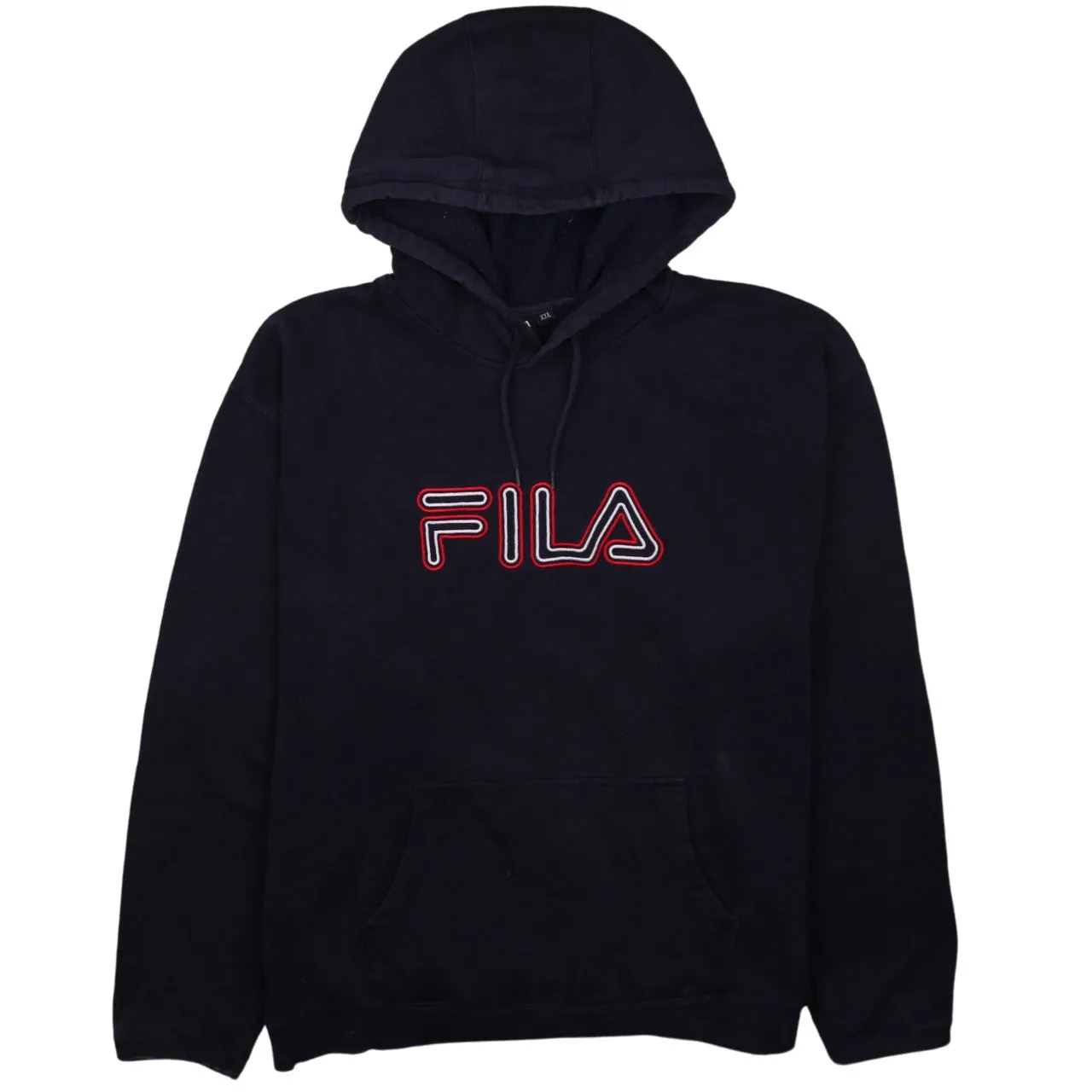 Vintage Fila 90's XXL Women's Navy Blue Spellout Hoodie Pullover sold by Vintage Club