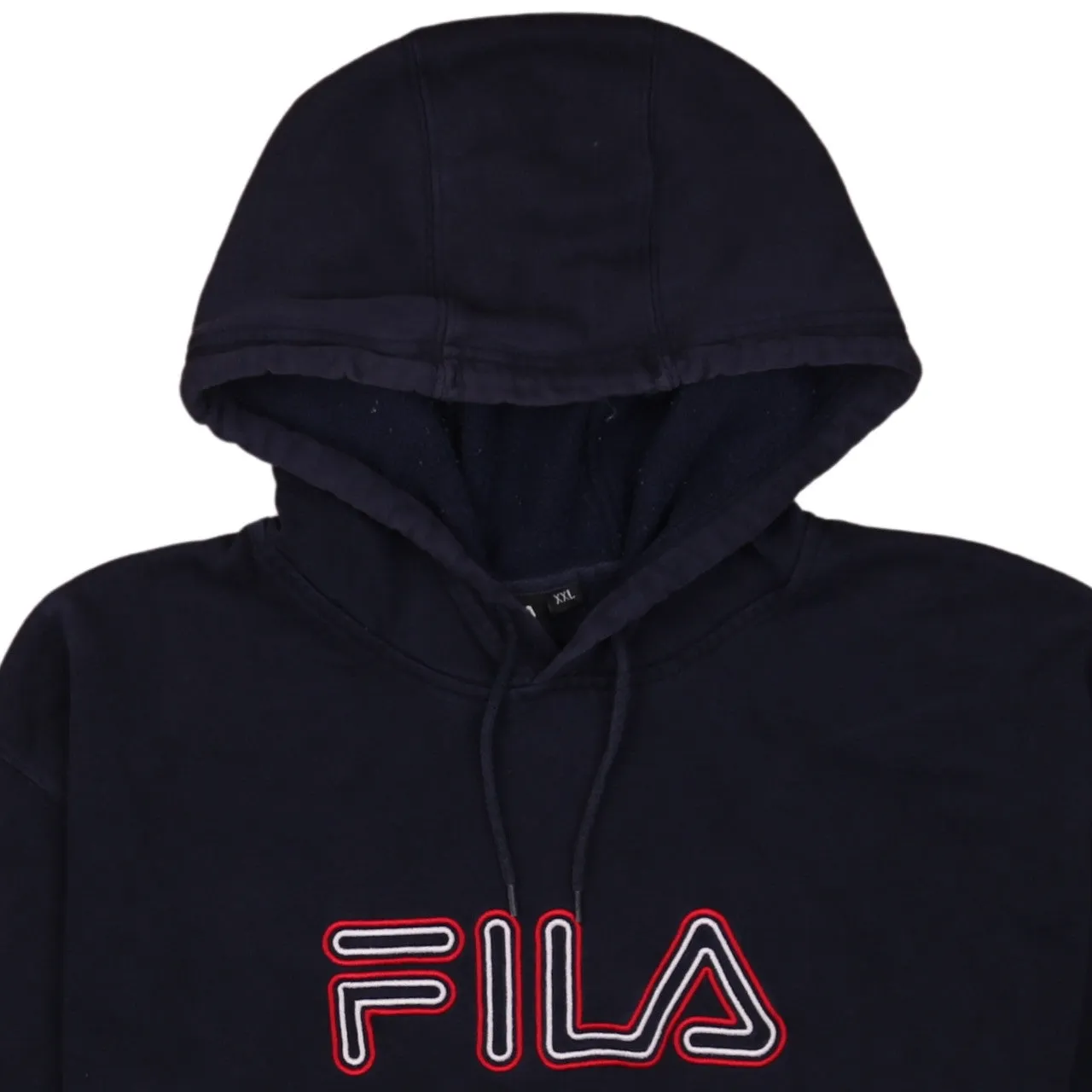 Vintage Fila 90's XXL Women's Navy Blue Spellout Hoodie Pullover sold by Vintage Club product image thumbnail 3