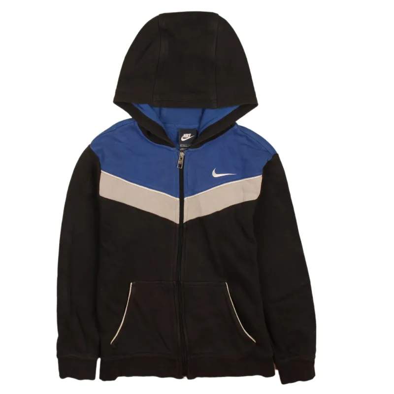 Nike Women’s Large Full Zip Hoodie Black Blue Embroidered Swoosh made by Nike